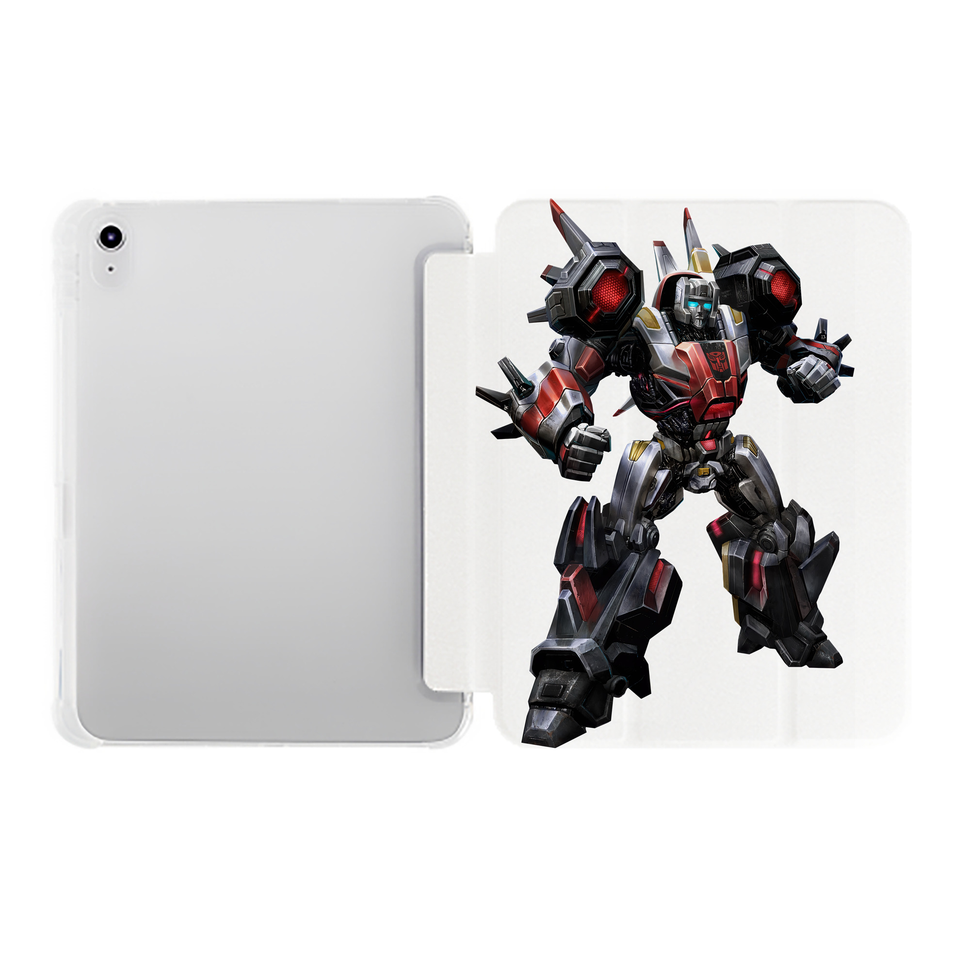 （画像用） Transformers トランスフォーマー IPad ケース ペン収納付き 三つ折りスタンド PUレザー×シリコン 対応機種9.5/10.5/10.9インチ